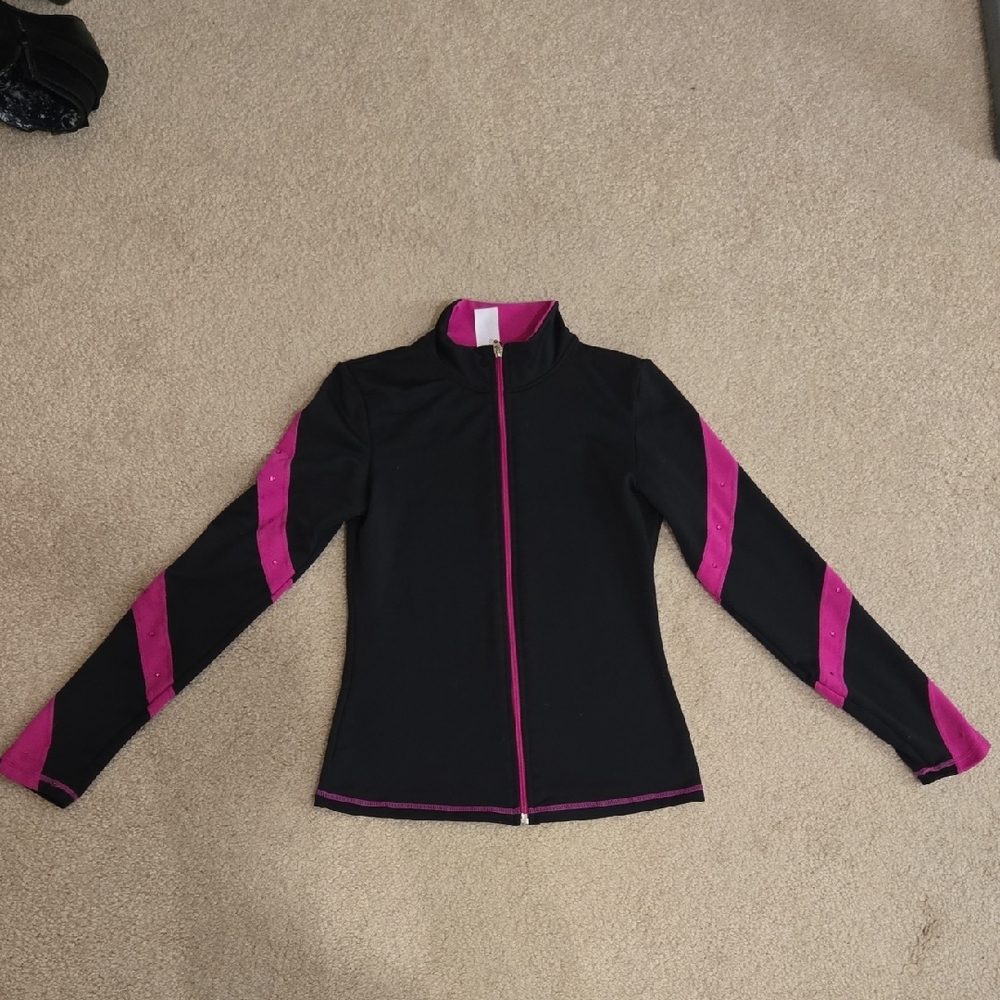 Chloe Noel Girls Black and Pink Figure Skating Jacket